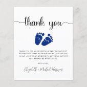 予算男の赤ちゃんシャワーサンキューカード (正面)