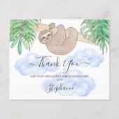 予算男の赤ちゃんスロスベビーシャワーサンキューカード (正面)