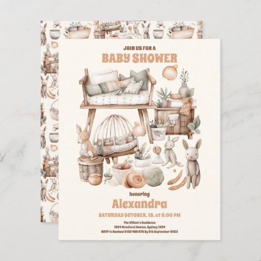 予算男女兼用ヴィンテージおもちゃ赤ちゃんシャワー (正面/裏面)