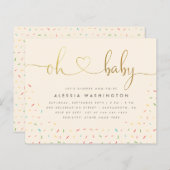 予算男女兼用金ゴールドスクリプトOhベビーシャワー (正面/裏面)