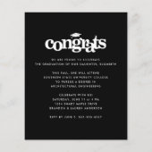 予算白黒の卒業写真の招待状 (裏面)