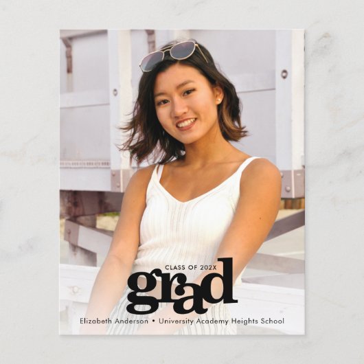 予算白黒の卒業写真の招待状 (正面)