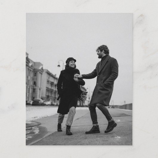 予算白黒はっきりした写真結婚式招待状 (裏面)