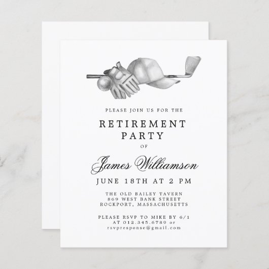 予算白黒ゴルフ退職パーティー (正面/裏面)