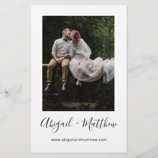 予算白黒シンプルフォト結婚式招待状 (裏面)