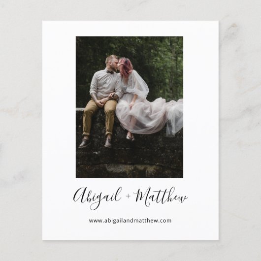 予算白黒シンプルフォト結婚式招待状 チラシ (裏面)