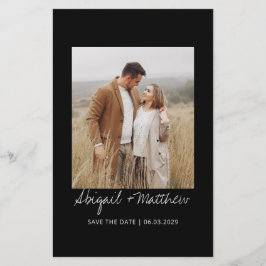 予算白黒シンプル保存日付招待状 チラシ