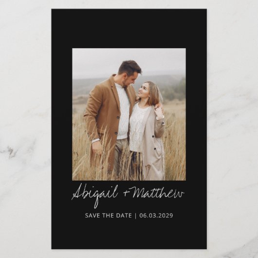 予算白黒シンプル保存日付招待状 チラシ (正面)