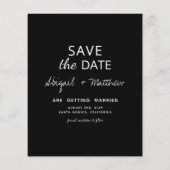 予算白黒シンプル保存日付招待状 チラシ (裏面)