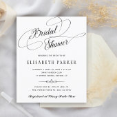 予算白黒スクリプトのブライダルシャワー招待状