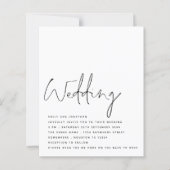 予算白黒スクリプトQRコード結婚式の招待 (正面)