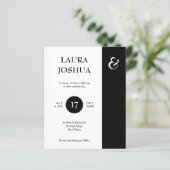 予算白黒タイポグラフィ結婚式招待状 (スタンド正面)