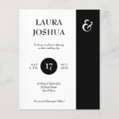 予算白黒タイポグラフィ結婚式招待状 (正面)