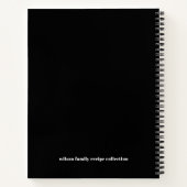 予算白黒ファミリ名タイポグラフィレシピ ノートブック (裏面)