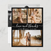 予算白黒フォトコラージュ結婚の感謝 (正面/裏面)