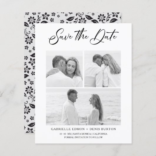 予算白黒フローラ2フォトトレンディーコラージュ (正面/裏面)