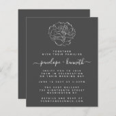 予算白黒ミニマルフローラ結婚式 (正面/裏面)