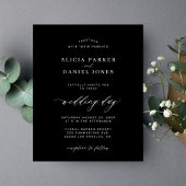 予算白黒ミニマル結婚式招待状