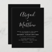 予算白黒ミニマル結婚式招待状 (正面/裏面)