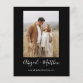 予算白黒モダン写真結婚式招待状 (裏面)