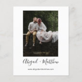 予算白黒モダン写真結婚式招待状 (裏面)