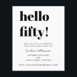 予算白黒モダン誕生日パーティ招待状<br><div class="desc">予算はっきりしたタイポグラフィモダン50th誕生日パーティーへの招待ホワイト。 – すべての文字が編集可能なので、どの年齢でも使用できる</div>