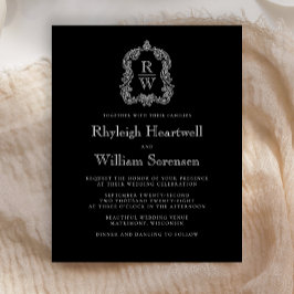 予算白黒モノグラムクレストウェディング招待