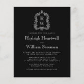 予算白黒モノグラムクレストウェディング招待 (正面)