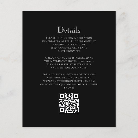 予算白黒モノグラムクレストQRコー結婚ド (裏面)