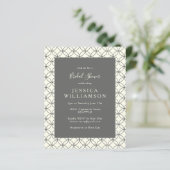 予算白黒ラインアートブライダルシャワー招待状 (スタンド正面)