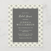 予算白黒ラインアートブライダルシャワー招待状 (正面)