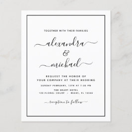 予算白黒結婚とフォト招待状F チラシ