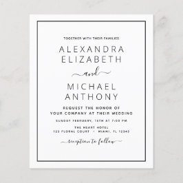 予算白黒結婚とフォト招待状F チラシ