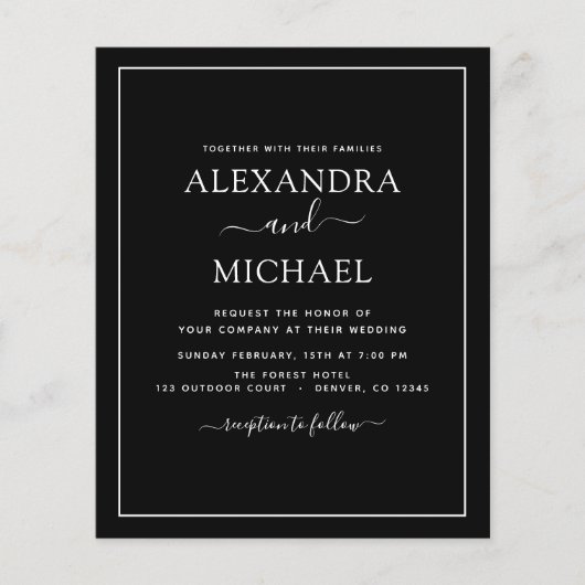 予算白黒結婚とフォト招待状F チラシ (正面)