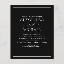 予算白黒結婚とフォト招待状F チラシ