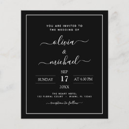 予算白黒結婚のタイポグラフィモダンフライヤー チラシ