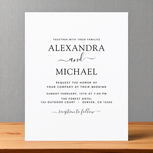 予算白黒結婚のタイポグラフィモダンフライヤー チラシ