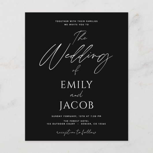 予算白黒結婚のモダンタイポグラフィ (正面)