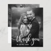 予算白黒結婚写真のサンキューカード (正面/裏面)
