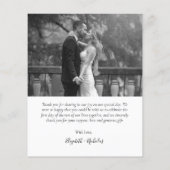 予算白黒結婚写真のサンキューカード (裏面)