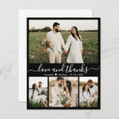 予算白黒結婚写真のサンキューカード (正面/裏面)