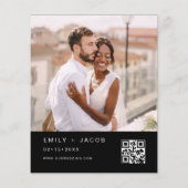 予算白黒QRコード結婚式招待状 (裏面)