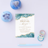 予算目標ターコイズブライダルシャワーティール(緑がかった色)金ゴールド チラシ (シングル)