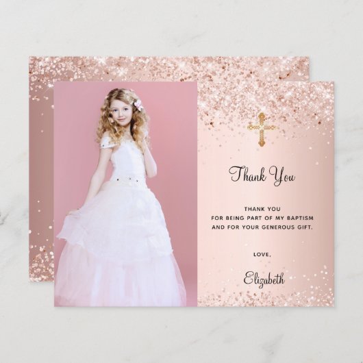 予算確認赤面グリッターの写真感謝していあなた (正面/裏面)