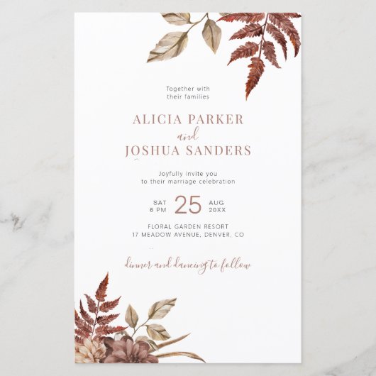 予算秋すべて1つのQR結婚式招待状 (正面)