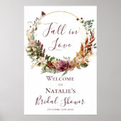 予算秋のフローラブライダルシャワーウェルカムサイン ポスター (正面)