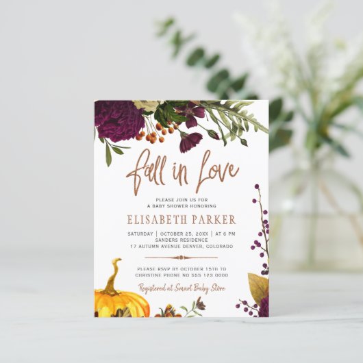 予算秋の愛の秋の赤ちゃんシャワー招待 (スタンド正面)