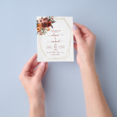 予算秋の結婚式ブルゴーニュ金ゴールドフローラ チラシ (手)