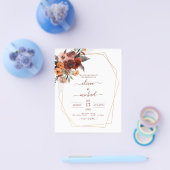 予算秋の結婚式ブルゴーニュ金ゴールドフローラ チラシ (シングル)