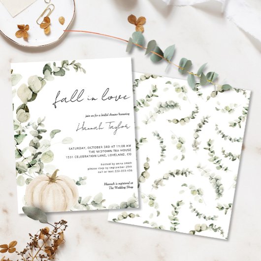 予算秋インラブカボチャブライダルシャワー招待状